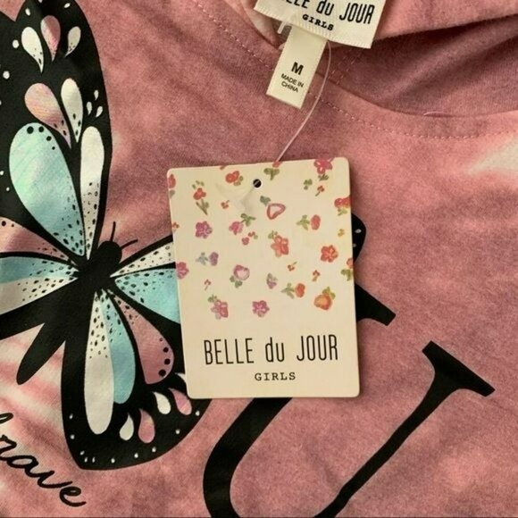 Belle du jour girls pink tie dye sequin butterfly long sleeve hoodie dress - M - Picture 6 of 9